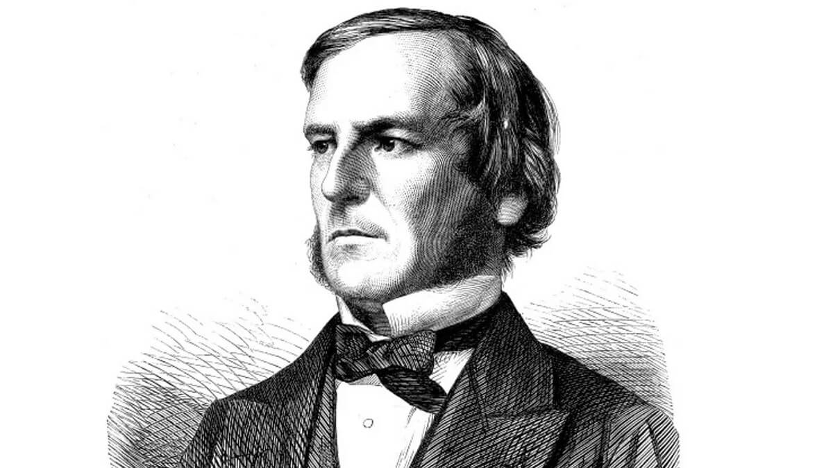 Black and white etching of a man, George Boole