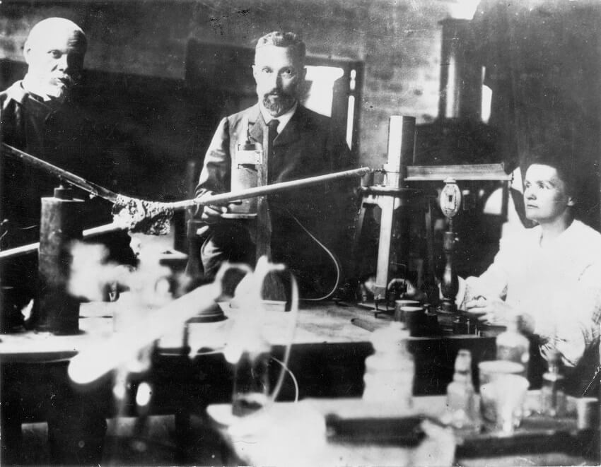 Radioactivity: marie and pierre curie in their lab