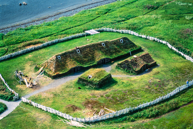 aerial image of reconstructed viking houses
