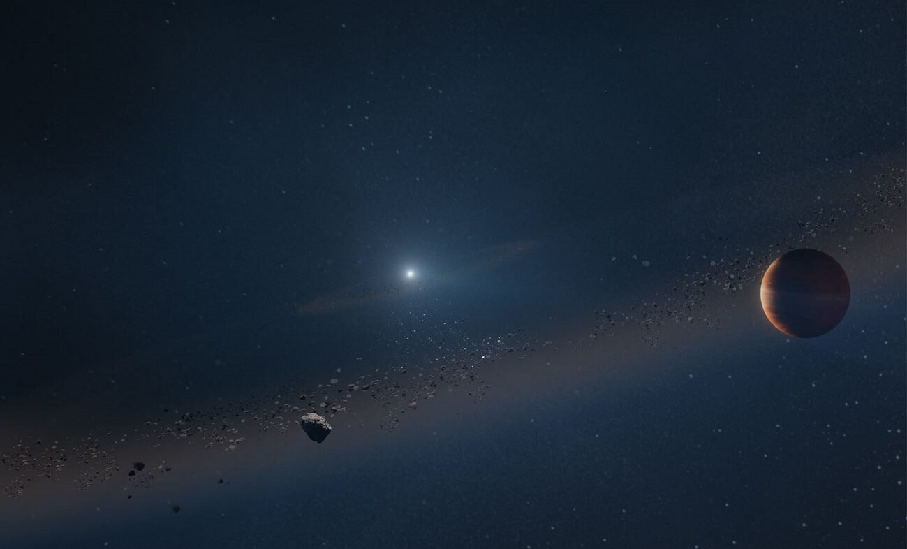 Artist impression of white dwarf system surrounded by a debris ring