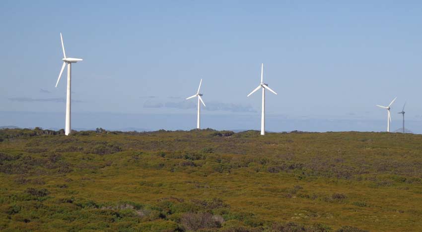 Wind turbines on wind farm at ten mile lagoon western australia