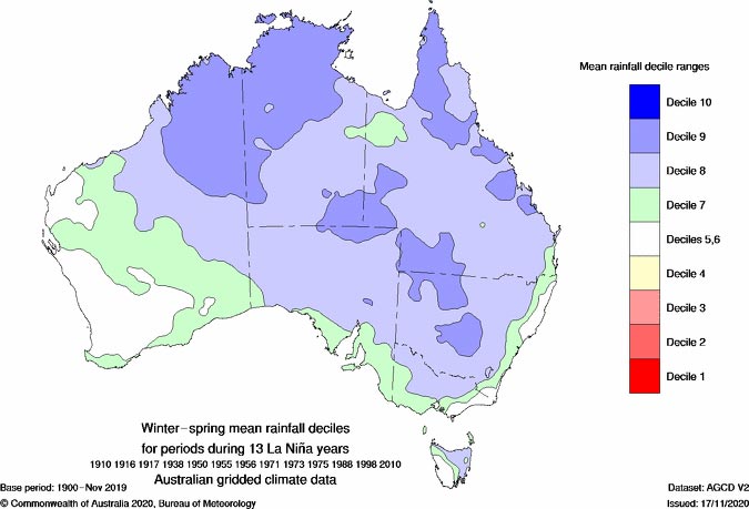 Map of rainfall in australia in la nina years