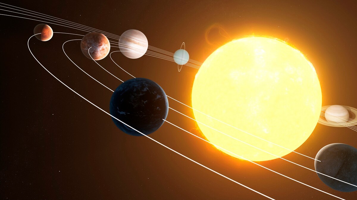 Illustration of planets orbiting Sun