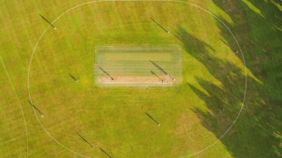 aerial shot of cricket match