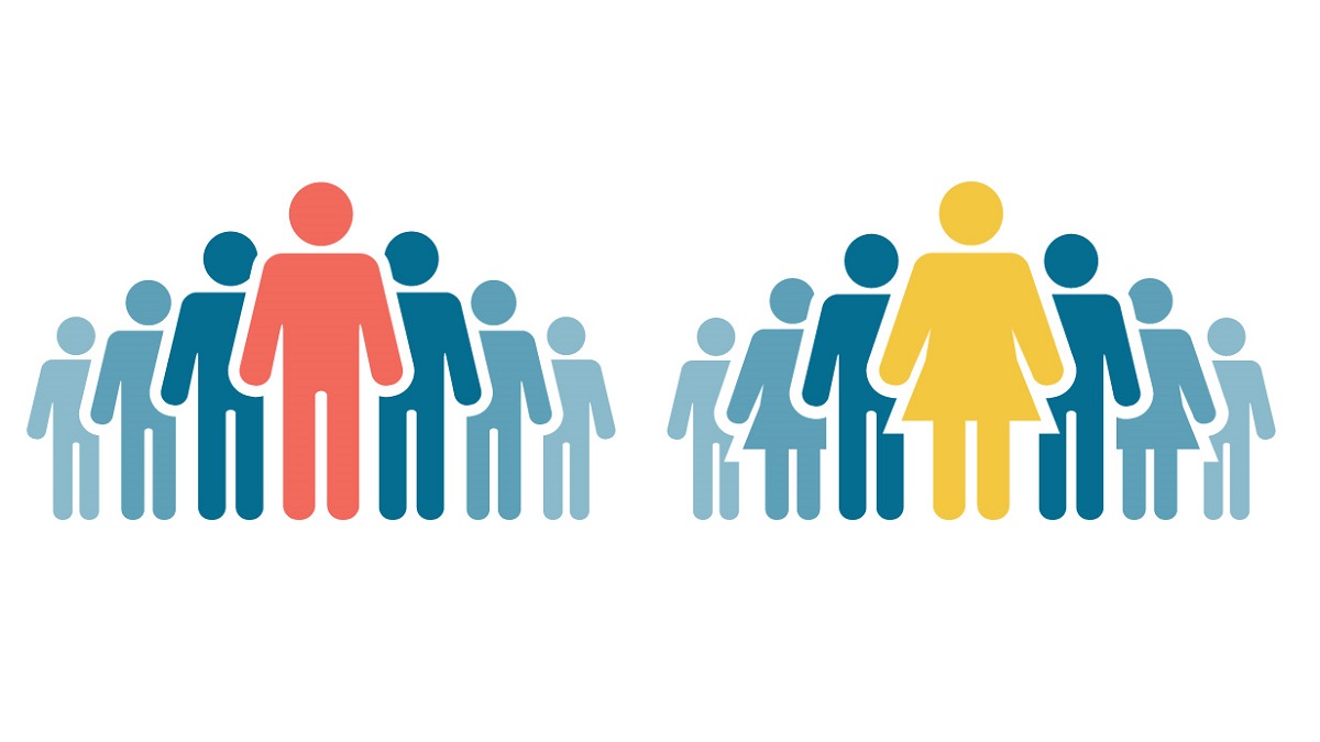 coloured male and female icons arranged in groups
