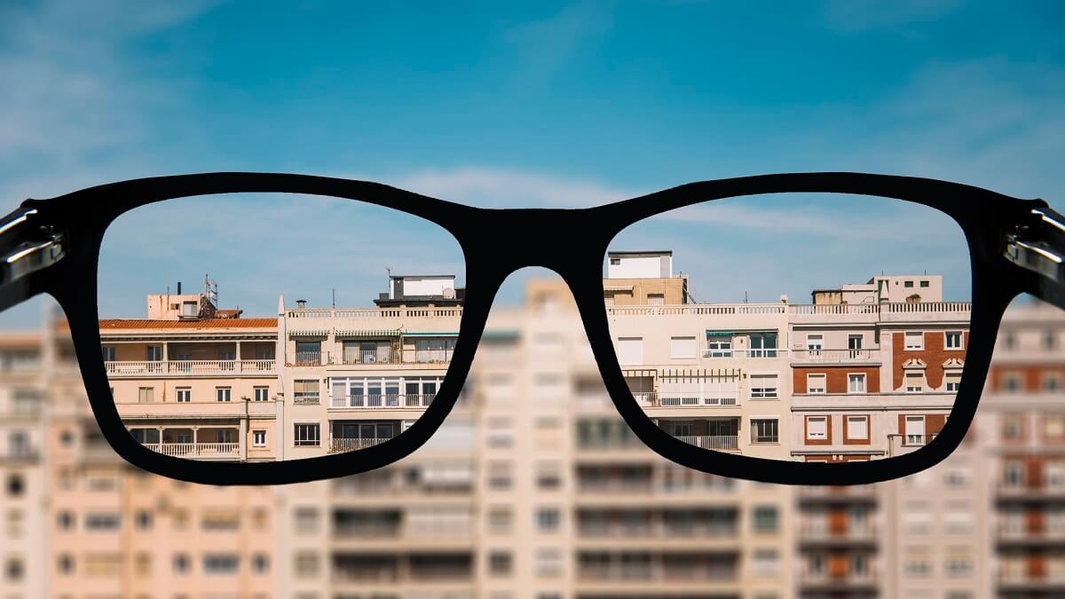 glasses bringing buildings into focus