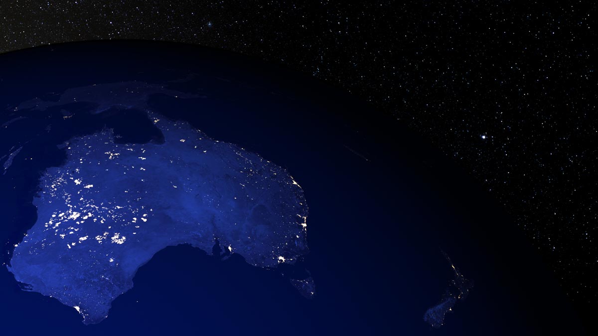 view of australia from space at night