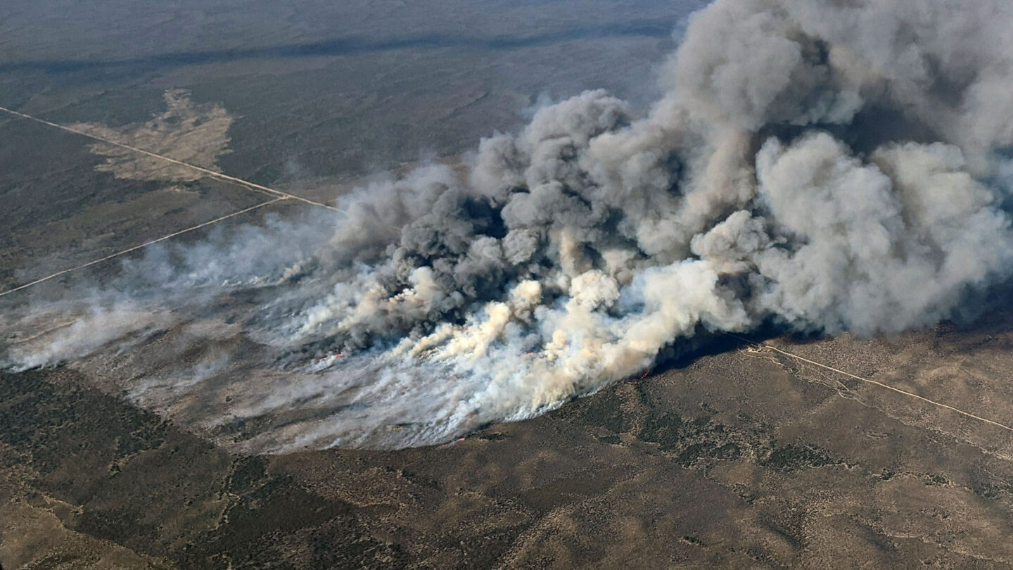 aerial photograph of a large bushfire