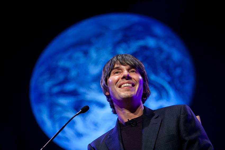 Brian cox against a background of a planet