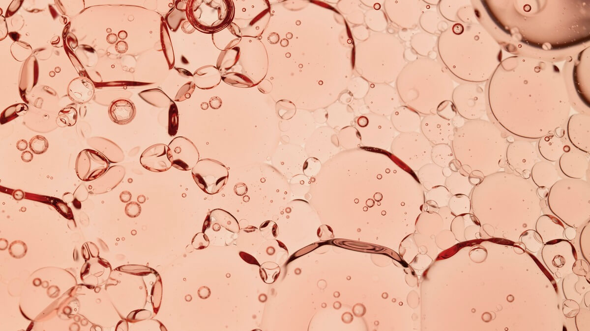 closeup of pink soap bubbles