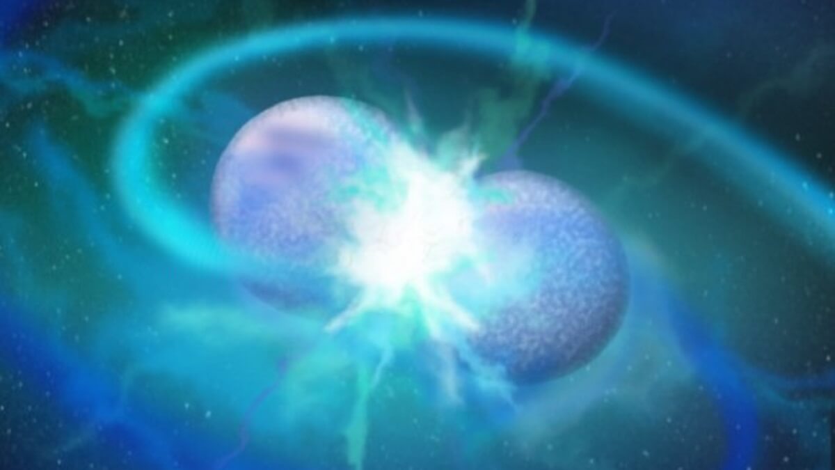 Artist's impression of a rare kind of stellar merger event between two white dwarf stars.