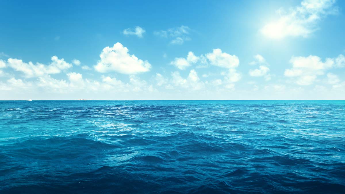 carbon capture microbe concept a blue ocean with clouds above it