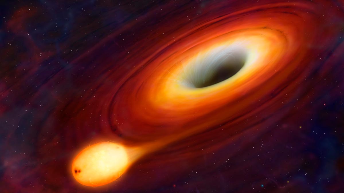 illustration of a black hole and a star