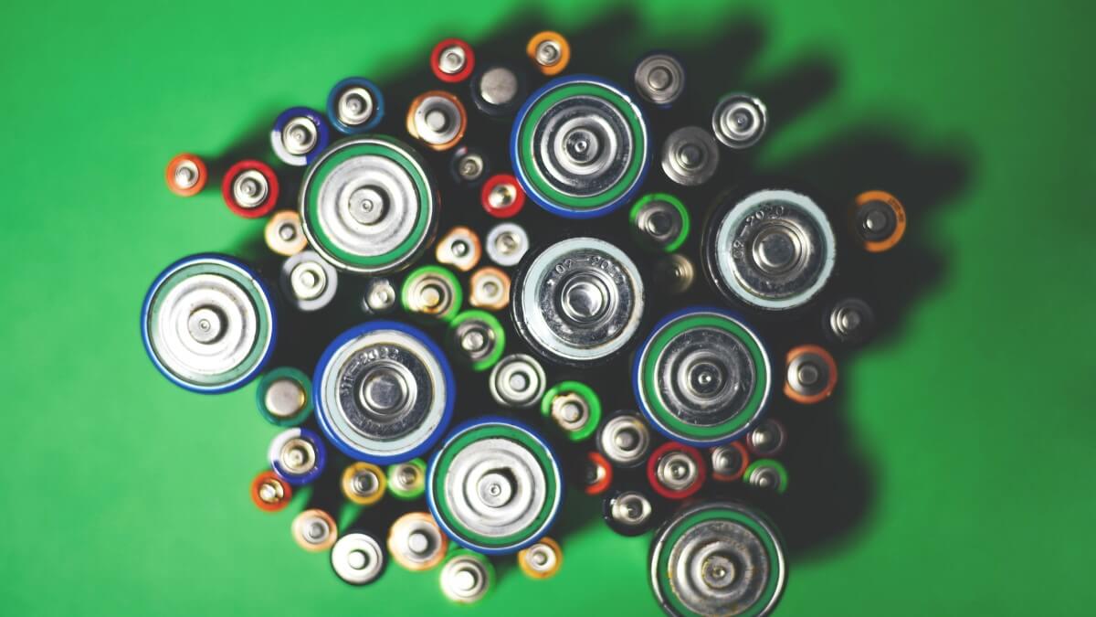batteries on a green background
