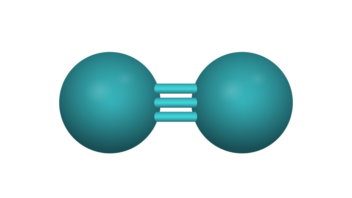 two teal balls connected with three bars