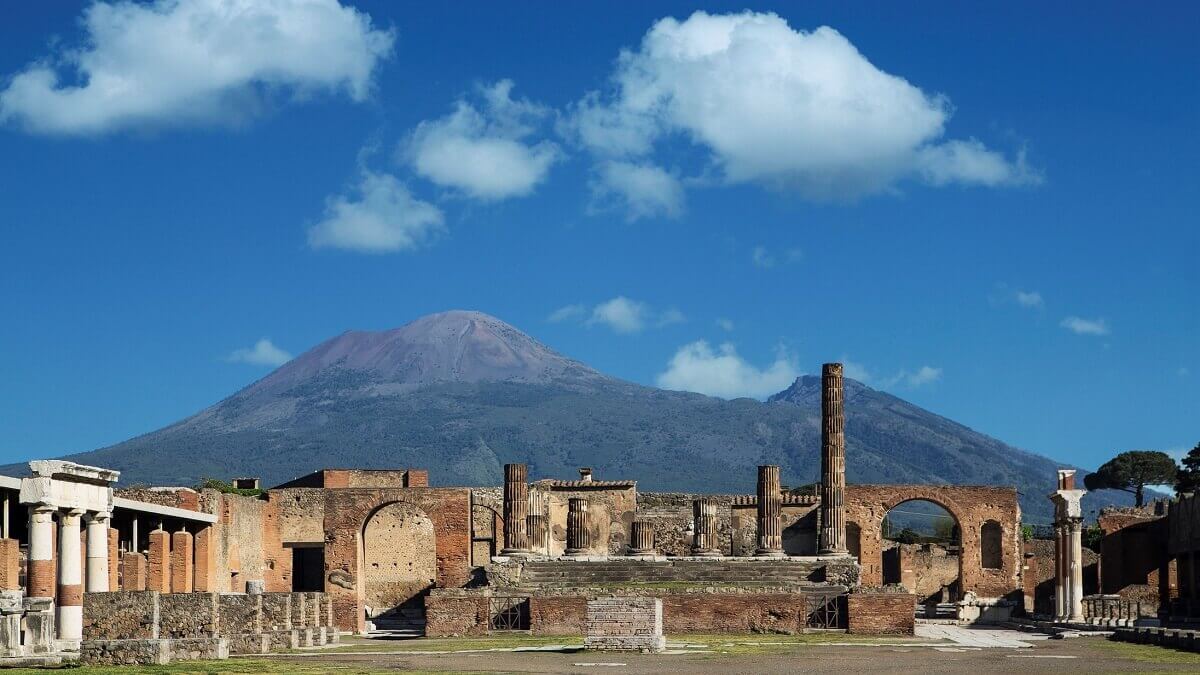 Pompeii ruins and Mt Vesuvius