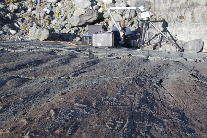 Mitchell doing scans of ediacaran fossils