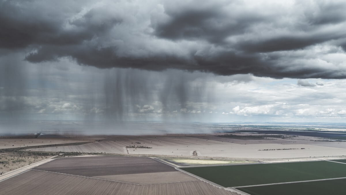 storm over agricultural land