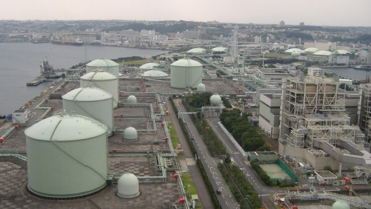 LNG storage tanks at terminal in Japan