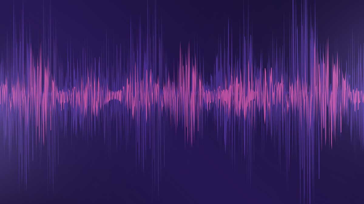 long-term memory in bats concept purple and pink soundwaves on a blue background