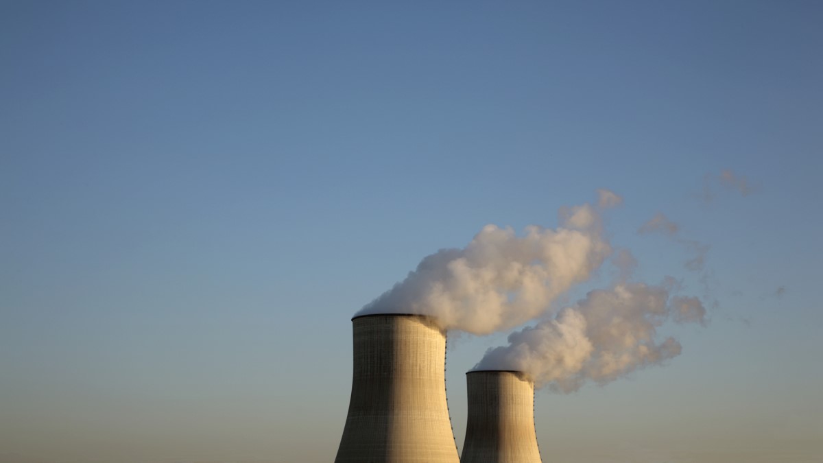 nuclear power station against a blank sky