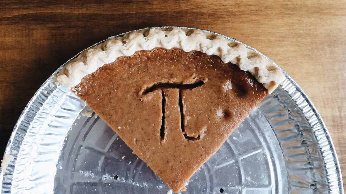 slice of pie with pi symbol on it for pi approximation day