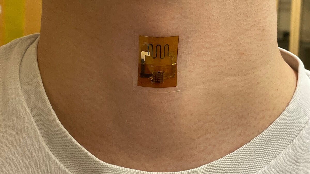 A biofilm sweat-powered sensor on a neck
