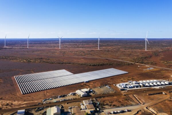 Solar and wind power farms at Agnew Gold mine WA