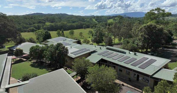 Solar panels for the virtual power plant in place at Nimbin Central School in New South Wales.