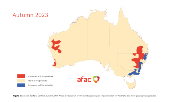 Map Seasonal bushfire outlook Autumn 2023