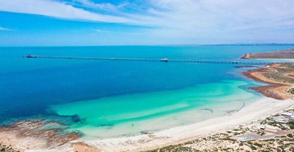 Aerial view of Whyalla's coastline.