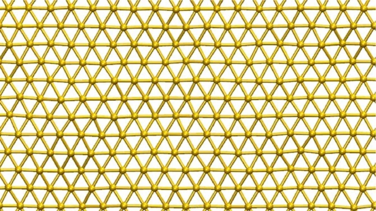 gold atoms in 2d lattice structure pattern