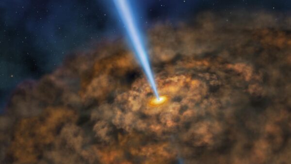 Artist illustration of the thick ring of dust around supermassive black hole