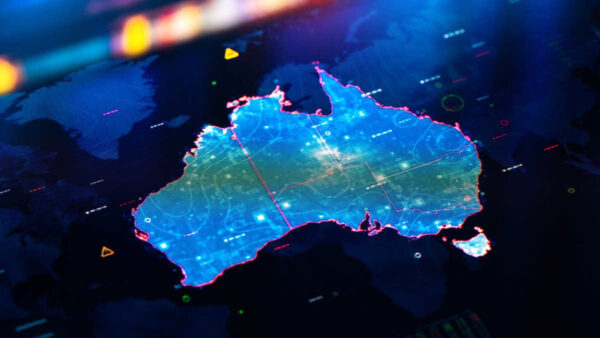 Map of Australia on digital display