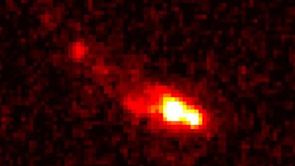 pixelated image of massive galaxy merger
