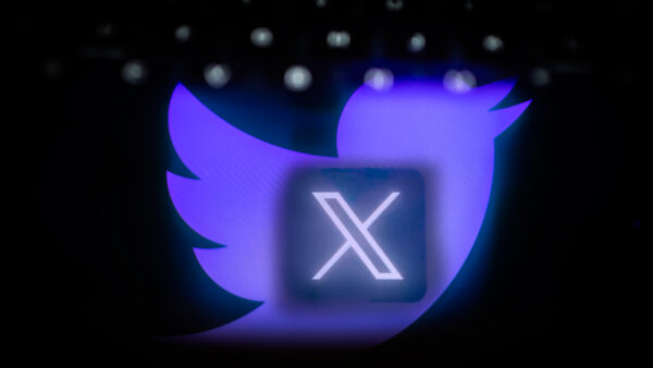 The Twitter and X logos